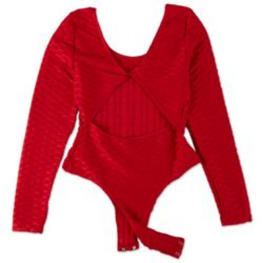 Red Open Back Bodysuit